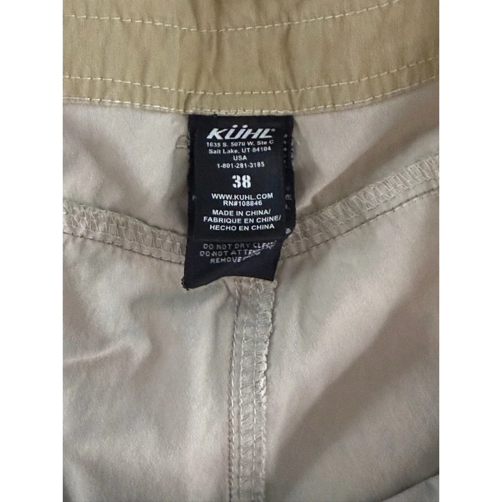 Kuhl Cargo Shorts Tan/Khaki Vintage Patina Dye Tactical Hiking Gorpcore Size 38